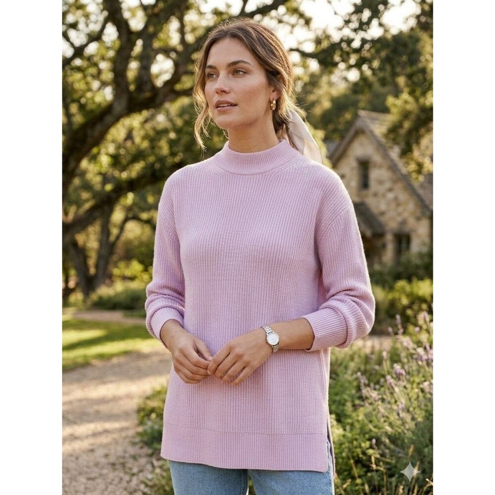 Lululemon Women’s Merino Wool-Blend Ribbed Lilac Crew Neck Sweater Size 6